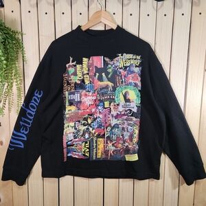 We11done Long-Sleeve Sweater with Multicolor Horror Collage
